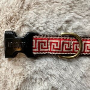 Up Country Red and Gold Greek Key Patterned Dog Collar